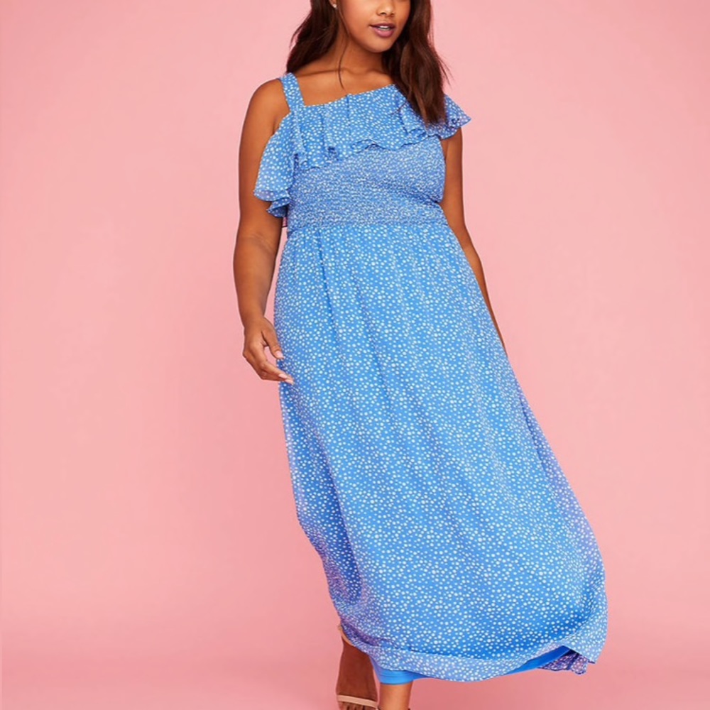 Lane Bryant One-Shoulder Ruffle Maxi